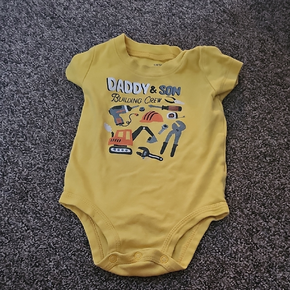 Carter's Yellow Daddy & Son Construction Onesie